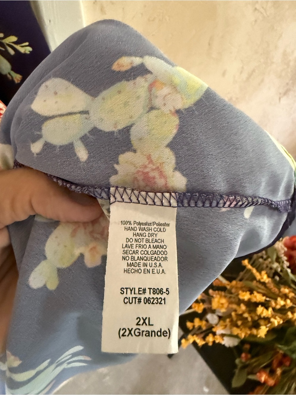 Floral Navy Off-Shoulder Peasant Blouse with Ruffle Sleeves - Picture 4 of 4